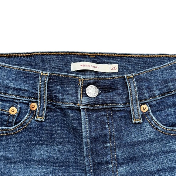 {Levi's} "Wedgie Short" Rolled Cuffed Hem Button Fly Shortie Denim Jean Shorts - Picture 4 of 6